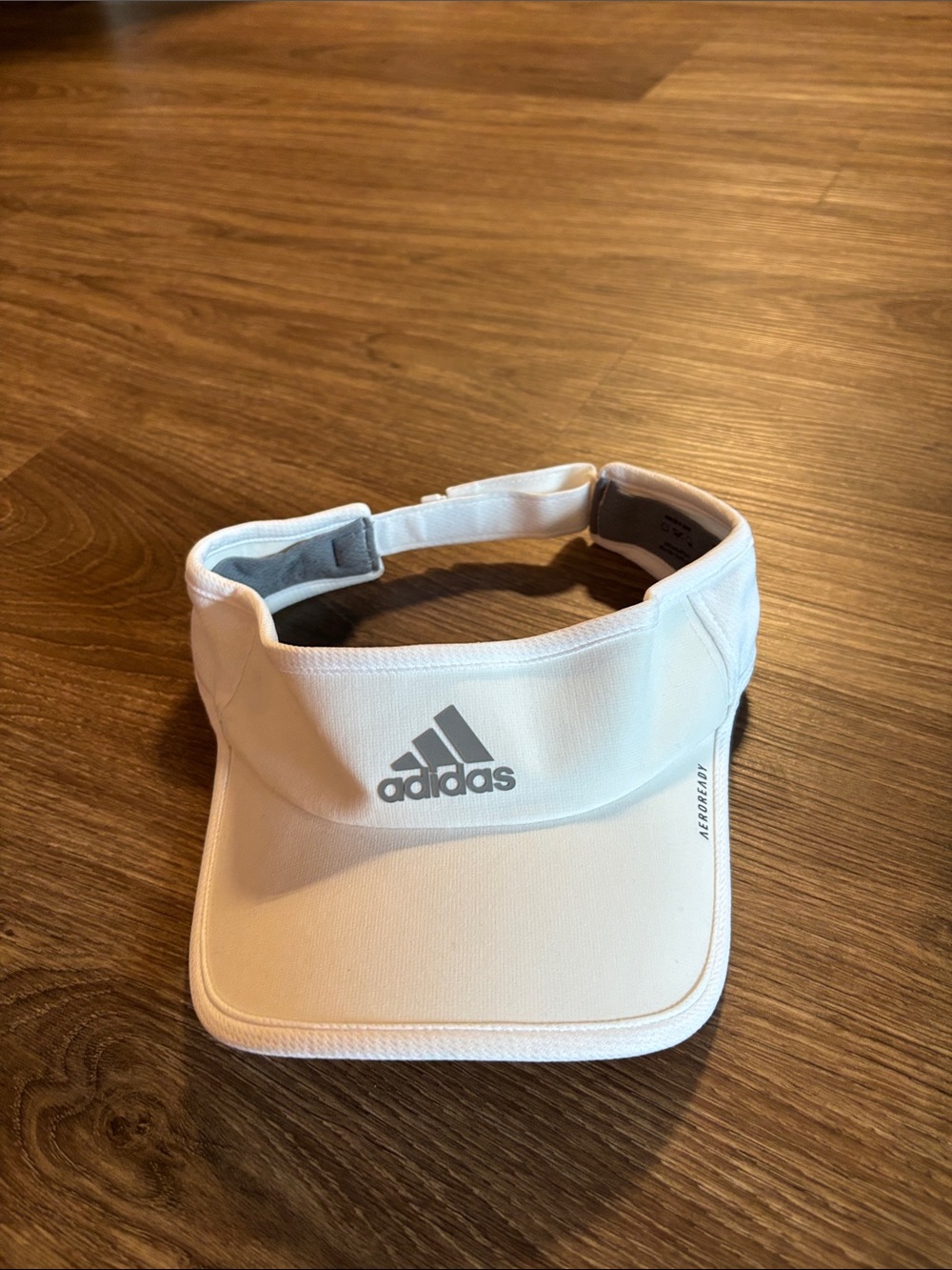 adidas White Performance Visor with Gray Logo